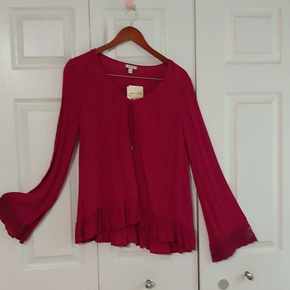 Eyeshadow bell sleeve Wine Top size small …